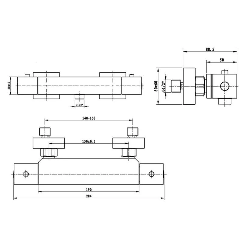 Optima Bateria termostática cuadrada de ducha 268H