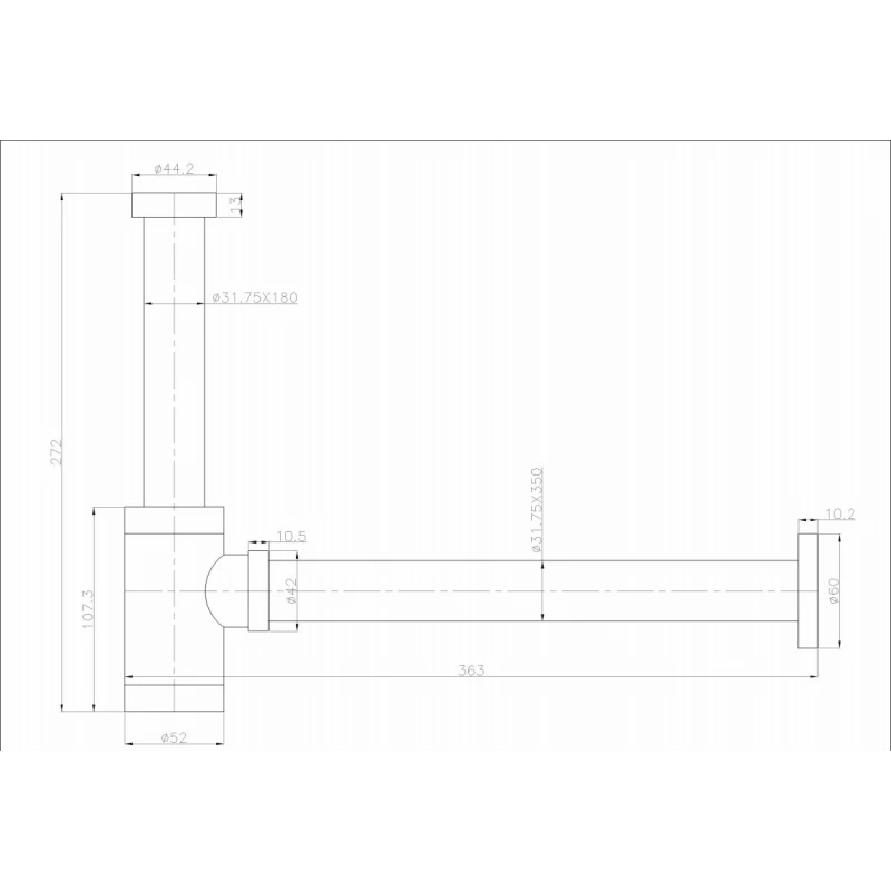 Optima SIFMQ sifón cuadrado cromo-Zamac