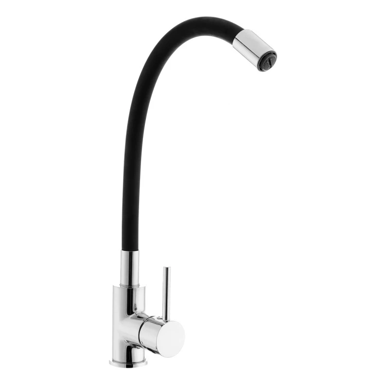 Grifo Fregadero Monomando S-LINE PRO Con Brazo De Silicona Negro/Chromo BSLPRO290B de Optima