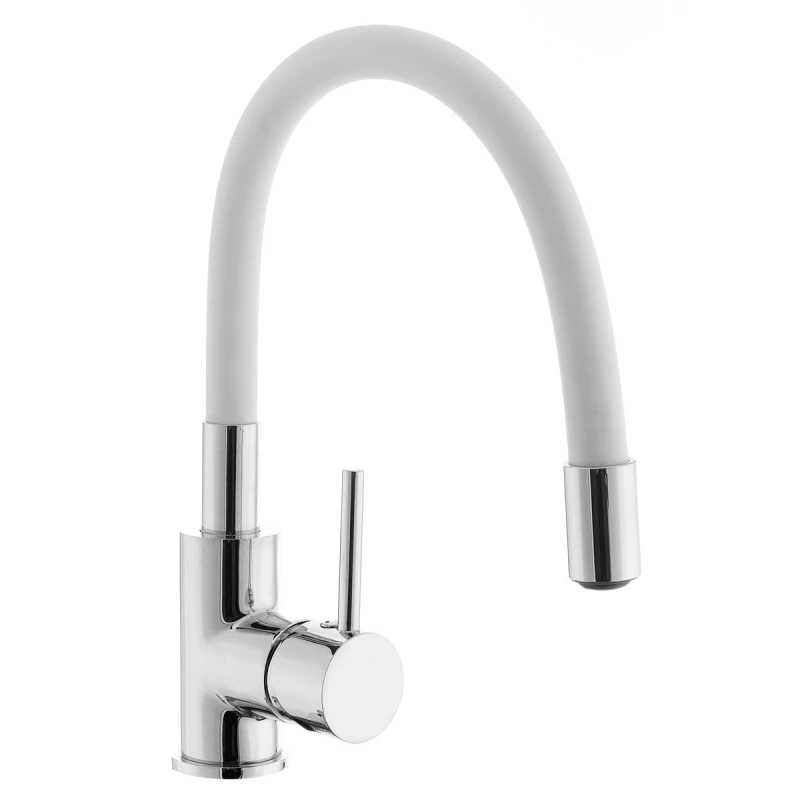 Grifo Fregadero Monomando S-LINE PRO Con Brazo De Silicona Blanco/Cromo BSLPRO290B de Optima