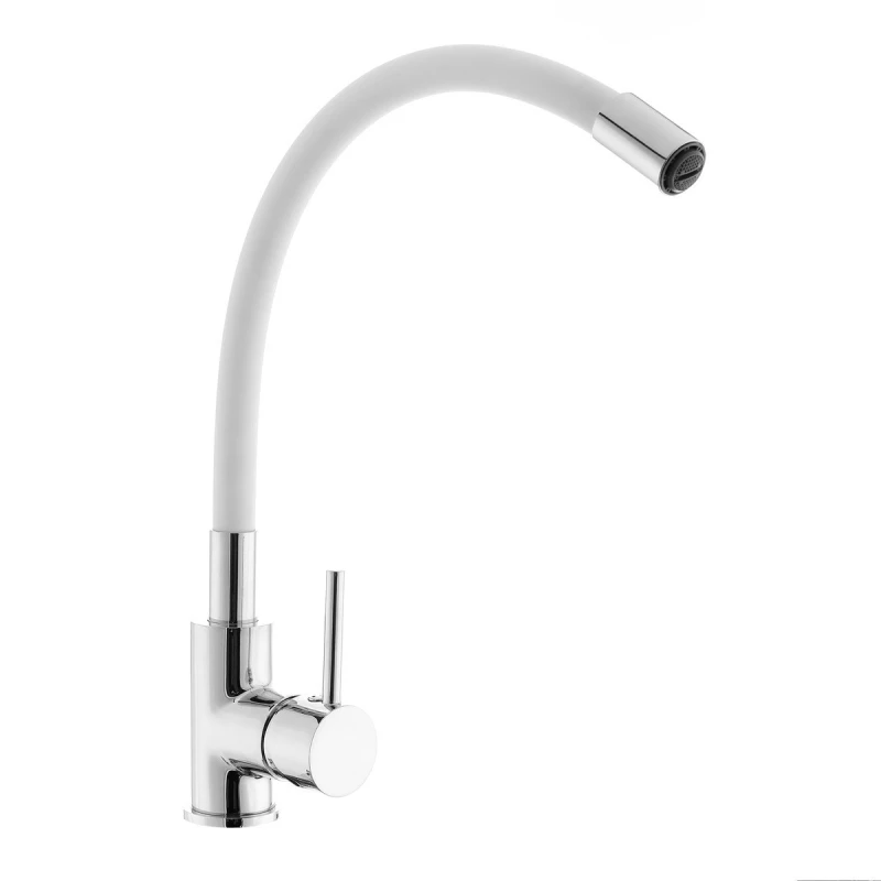 Grifo Fregadero Monomando S-LINE PRO Con Brazo De Silicona Blanco/Cromo BSLPRO290B de Optima