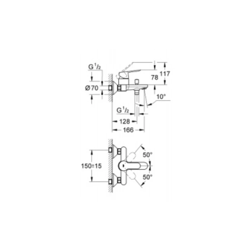 Grifo Monomando Para Ducha y Baño Cromo Brillo Bauedge 23604001 de Grohe