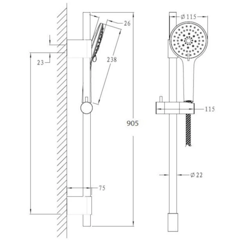 Conjunto de Ducha Barra, Flexo BSSSK91 de Optima