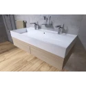 Lavabo INFINITIO Blanco Brillo 121,4x46,9x12 con dos agujeros para grifos SATINF12046