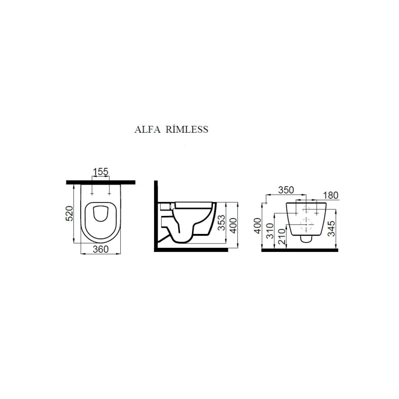 Bastidor GROHE pack cisterna empotrada y pulsador negro mate con inodoro suspendido Rim-ex Alfa Glacera negro mate