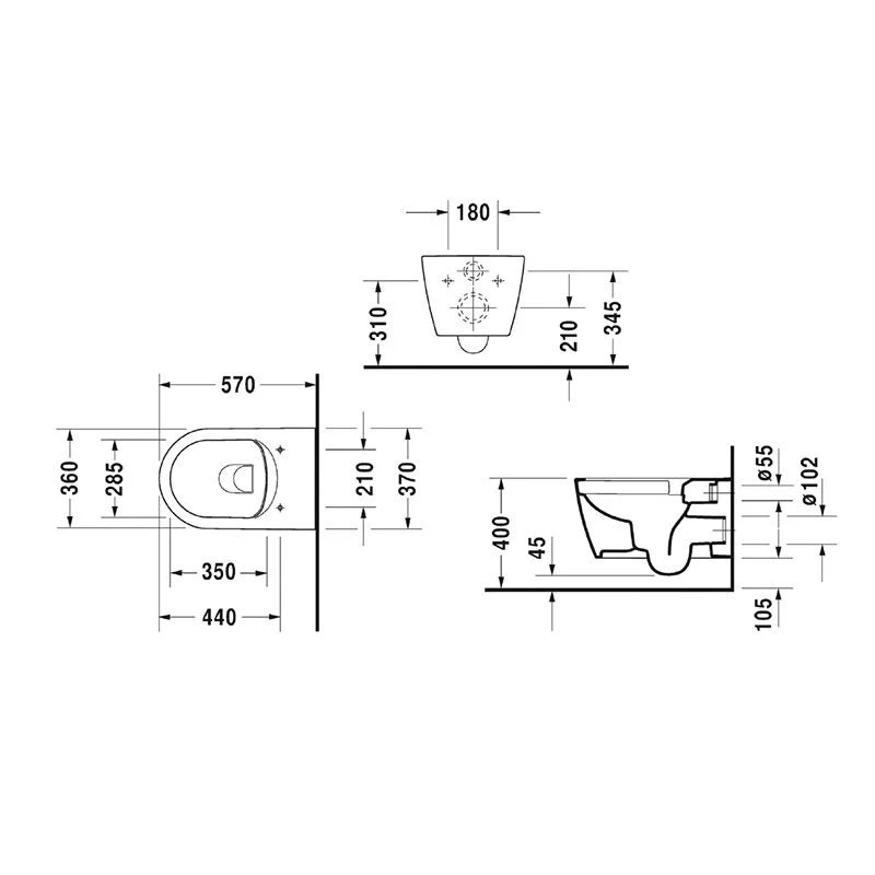 Bastidor ROCA Active cisterna empotrada y pulsador plastico Blanco Brillo con Inodoro suspendido Rim-ex Duravit Cromo Brillo