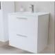 Meuble de salle de bains Miami Set 59 x 61 x 39,5 cm avec miroir, lavabo et éclairage LED, blanc brillant (MIASET60B)