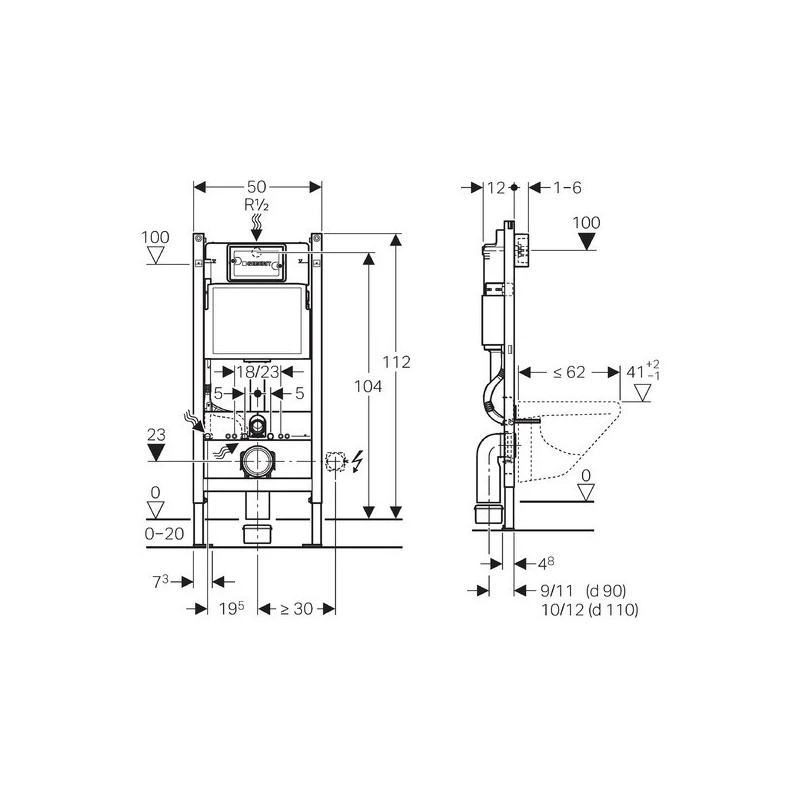 BASTIDOR GROHE PACK CISTERNA EMPOTRADA Y PULSADOR EVEN NEGRO MAT CON INODORO SUSP INFINITIO NEGRO MATE Rim-Ex DE SAT 54cm de SAT