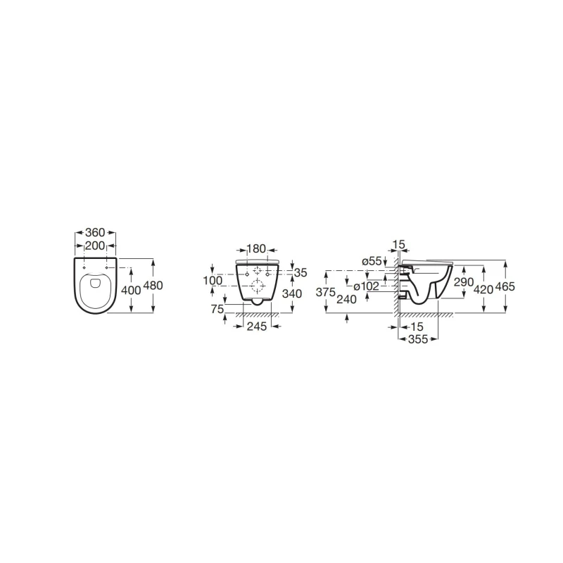 Bastidor GROHE pack cisterna empotrada y pulsador cromo con inodoro suspendido Roca Ona Blanco 48 cm