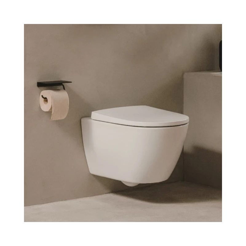 Bastidor GROHE pack cisterna empotrada y pulsador Negro Mate con inodoro suspendido Roca Ona Blanco 48 cm