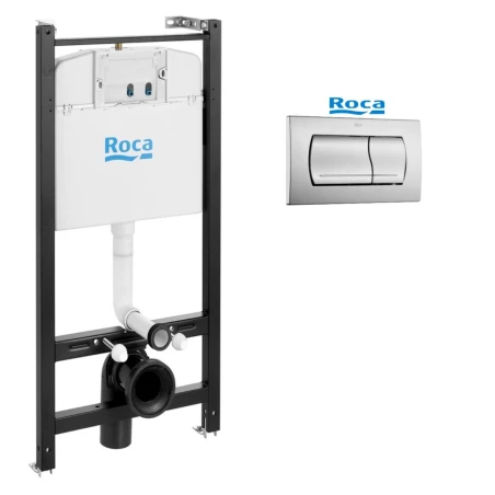 BASTIDOR ROCA ACTIVE, PACK CISTERNA EMPOTRADA, PULSADOR CROMO MATE Y ANCLAJES