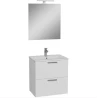 Mueble de baño Miami Set 59 x 61 x 39,5 cm para baño con espejo, lavabo e iluminación led, Blanco brillante (MIASET60B)