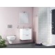 Meuble de salle de bains Miami Set blanc brillant 79x61x39,5 cm avec miroir, lavabo, éclairage LED + armoire (MIASET80B)