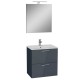 Miami Set 59x61x39,5 cm comprenant un lavabo en céramique, un miroir et une applique LED (MIASET60D) gris brillant