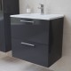 Miami Set 59x61x39,5 cm comprenant un lavabo en céramique, un miroir et une applique LED (MIASET60D) gris brillant