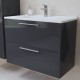 Meuble salle de bain Miami Set 79x39,5x61 cm avec miroir, lavabo et éclairage LED, gris brillant (MIASET80D)