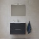 Meuble salle de bain Miami Set 79x39,5x61 cm avec miroir, lavabo et éclairage LED, gris brillant (MIASET80D)