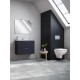 Meuble salle de bain Miami Set 79x39,5x61 cm avec miroir, lavabo et éclairage LED, gris brillant (MIASET80D)