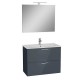 Meuble salle de bain Miami Set 79x39,5x61 cm avec miroir, lavabo et éclairage LED, gris brillant (MIASET80D)