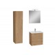 Conjunto de baño Miami Set 59x61x39,5 que incluye espejo, lavabo, iluminación LED y mueble alto en roble golden.