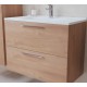 Conjunto de baño Miami Set 59x61x39,5 que incluye espejo, lavabo, iluminación LED y mueble alto en roble golden.