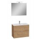 Mueble de baño 59x61x39,5 cm con espejo, lavabo e iluminación LED, Roble (MIASET60D)