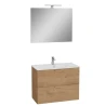 Mueble de baño Miami Set 79x39,5x61 cm icluye lavabo cerámica, Espejo y Aplique LED IP44 6500 (MIASET80D) roble golden