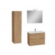 Conjunto de baño Miami Set 79x39,5x61 que incluye espejo, lavabo, iluminación LED y mueble alto en roble golden.