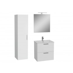 Conjunto de baño Miami Set 59x61x39,5 que incluye espejo, lavabo, iluminación LED y mueble alto en blanco