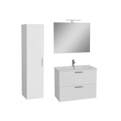 Meuble de salle de bain Miami Set 79x61x39,5 comprenant un miroir, un lavabo, un éclairage LED en blanc.