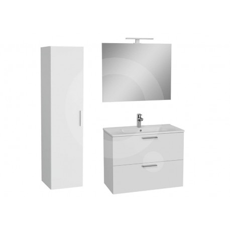 Meuble de salle de bain Miami Set 79x61x39,5 comprenant un miroir, un lavabo, un éclairage LED en blanc.