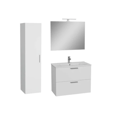 Conjunto muebles de baño Miami Set 79x39,5x61 que incluye espejo, lavabo, iluminación LED en blanco.