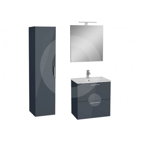 Meubles de salle de bain Miami Set 59x61x39,5 comprenant un miroir, un lavabo, un éclairage LED en gris