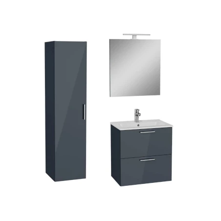 Conjunto muebles de baño Miami Set 59x61x39,5 que incluye espejo, lavabo, iluminación LED  en gris