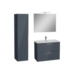 Meuble de salle de bain Miami Set 79x61x39,5 comprenant un miroir, un lavabo, un éclairage LED en gris