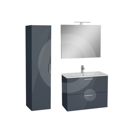 Conjunto muebles de baño Miami Set 79x39,5x61 que incluye espejo, lavabo, iluminación LED en gris