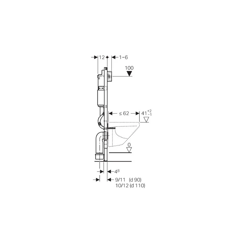 BASTIDOR GEBERIT DUOFIX CON CISTERNA EMPOTRADA, PULSADOR DELTA 50, INODORO SUSPENDIDO TORNADO 72 SISTEMA VORTEX BLANCO DE SAT