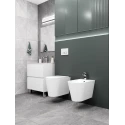 BASTIDOR GROHE PACK CISTERNA EMPOTRADA Y PULSADOR NEGRO MATE CON INODORO SUSPENDIDO SWI BREVIS BLANCO BR Rim-Ex 48cm