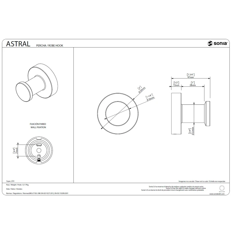 Percha 30 MM ASTRAL CROMO Sonia