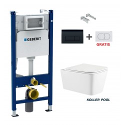 bâti-support GEBERIT Duofix,réservoir encastré avec bouton poussoir DELTA 01,blanc brillant.WC SUSPENDU TREND AVEC SYST. VORTEX