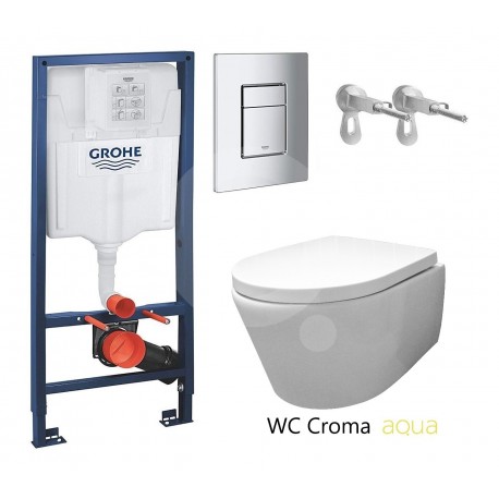 CONJUNTO INODORO BREVIS SUSPENDIDO RIM-EX CON CISTERNA GROHE COMPLETO CON PULSADOR