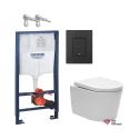 BASTIDOR GROHE PACK CISTERNA EMPOTRADA Y PULSADOR NEGRO MATE CON INODORO SUSPENDIDO BREVIS BLANCO BR Rim-Ex 48cm de SAT