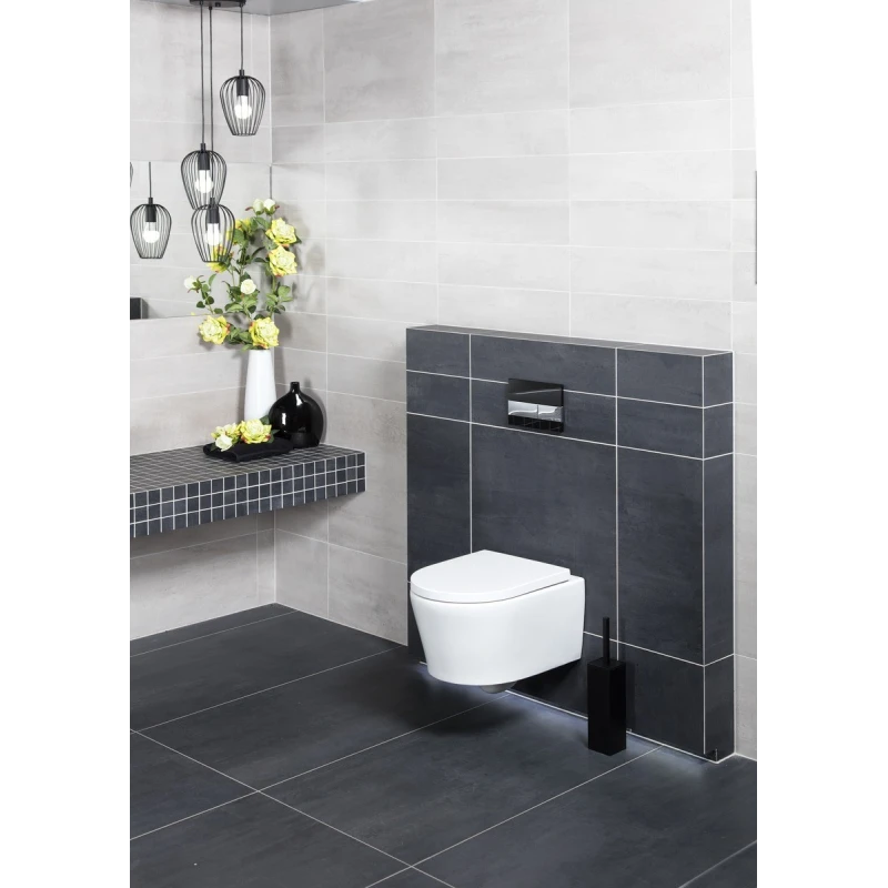 BASTIDOR GROHE PACK CISTERNA EMPOTRADA Y PULSADOR NEGRO MATE CON INODORO SUSPENDIDO BREVIS BLANCO BR Rim-Ex 48cm de SAT