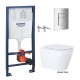 Pack bâti-support encastré GROHE chasse d'eau chrome brillant avec WC suspendu Rim-ex Orion blanco 51,5 cm de KP