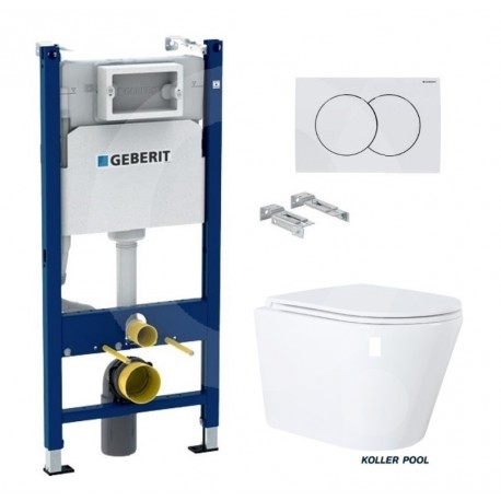 GEBERIT Duofix pack bâti-support encastrè et bouton poussoir delta 01 bl br avec WC suspendu Rim-ex ORION 51,5cmKP