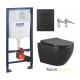 BASTIDOR GROHE PACK CISTERNA EMPOTRADA Y PULSADOR NEGRO EVEN CON INODORO SUSPENDIDO AQUA WC RUBIN NEGRO MATE