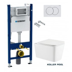 bâti-support GEBERIT Duofix,réservoir encastré avec bouton poussoir DELTA 01,blanc brillant.WC SUSPENDU TREND AVEC SYST. VORTEX