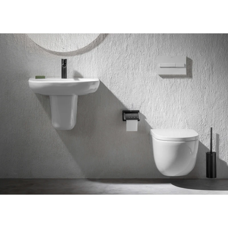 Bastidor GROHE pack cisterna empotrada y pulsador cromo con inodoro suspendido Roca Meridian Blanco 48 cm