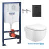 Bastidor GROHE pack cisterna empotrada y pulsador negro mate con inodoro suspendido Roca Meridian Blanco 48 cm