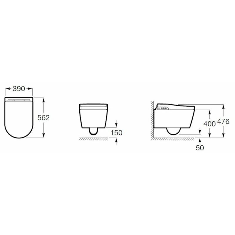 Inodoro Suspendido Inteligente Roca In-Wash Inspira Rimless